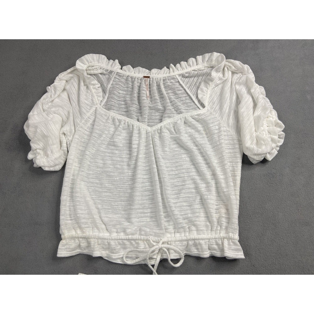 Free People Top Small White Sun Valley Boho Peasant Ruffle Coquette Festival